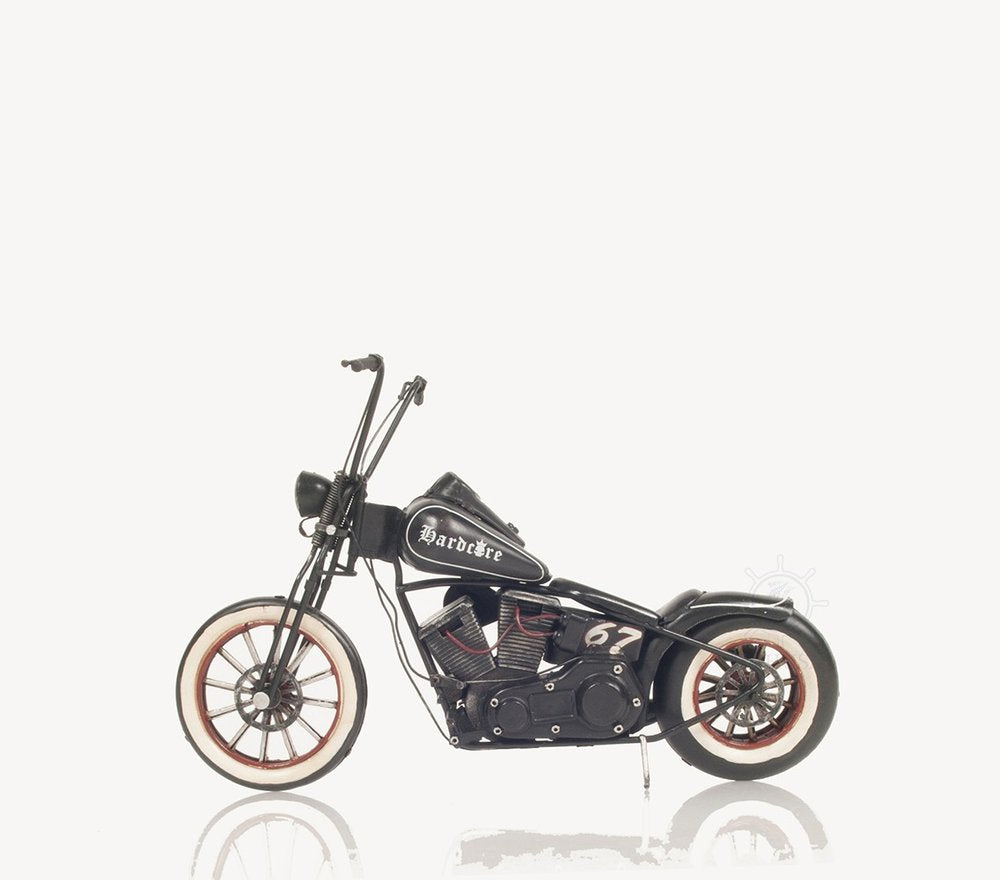 8" Black Metal Hand Painted Model Motorcycle Tabletop Sculpture HomeRoots