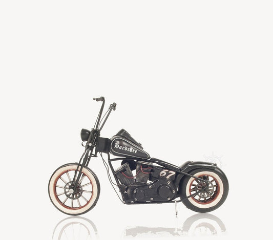 8" Black Metal Hand Painted Model Motorcycle Tabletop Sculpture HomeRoots