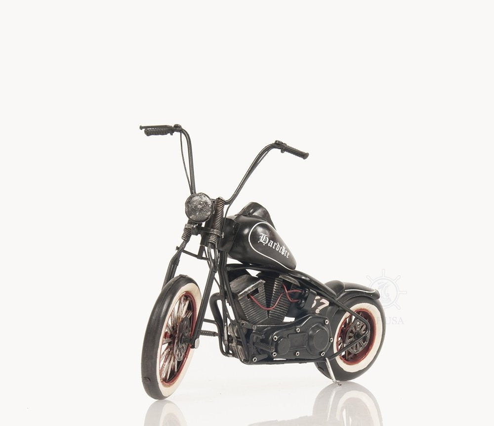 8" Black Metal Hand Painted Model Motorcycle Tabletop Sculpture HomeRoots