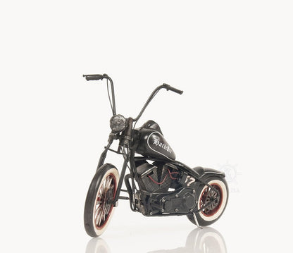 8" Black Metal Hand Painted Model Motorcycle Tabletop Sculpture HomeRoots