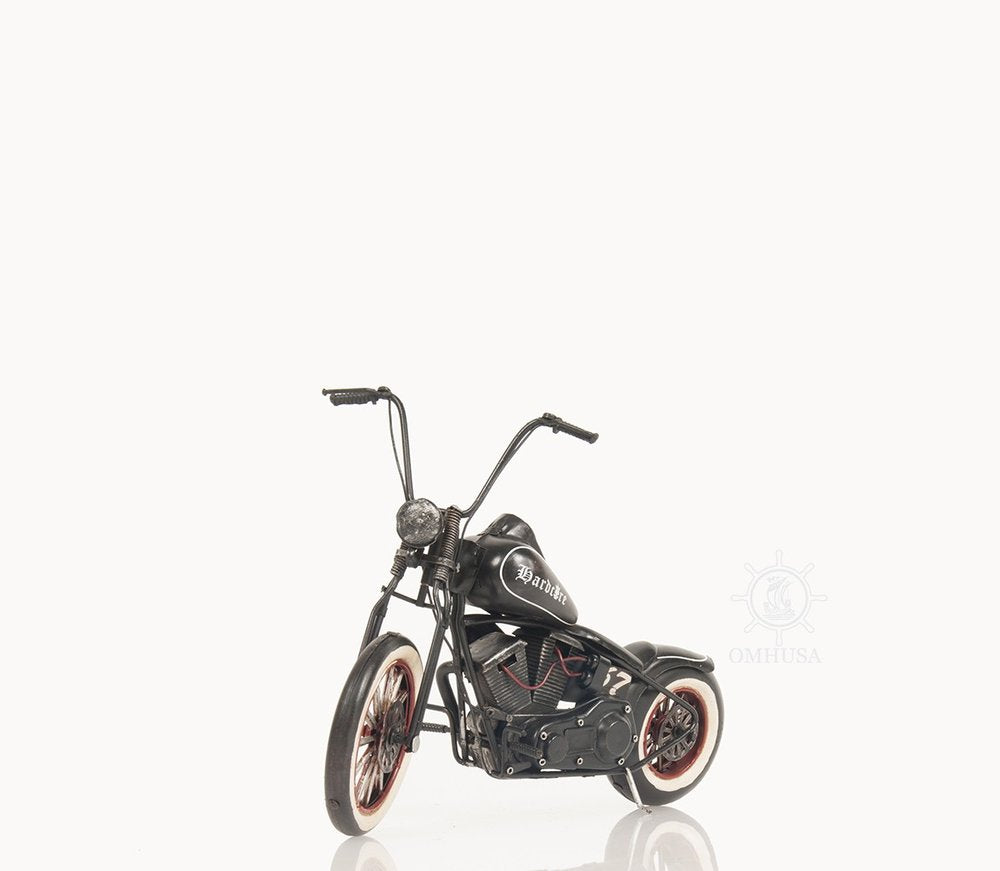 8" Black Metal Hand Painted Model Motorcycle Tabletop Sculpture HomeRoots