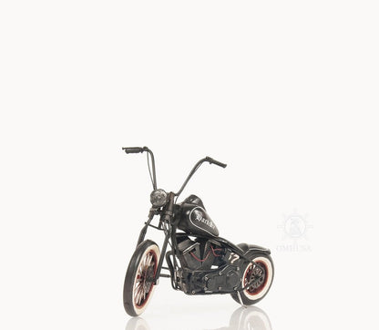 8" Black Metal Hand Painted Model Motorcycle Tabletop Sculpture HomeRoots