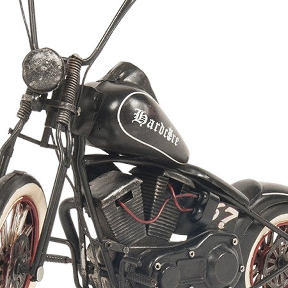 8" Black Metal Hand Painted Model Motorcycle Tabletop Sculpture HomeRoots
