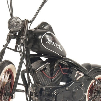 8" Black Metal Hand Painted Model Motorcycle Tabletop Sculpture HomeRoots