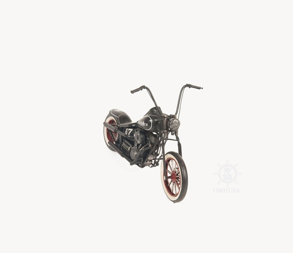 8" Black Metal Hand Painted Model Motorcycle Tabletop Sculpture HomeRoots