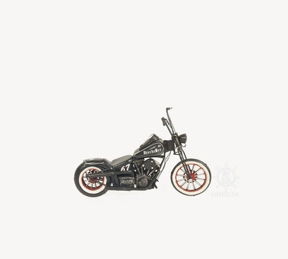 8" Black Metal Hand Painted Model Motorcycle Tabletop Sculpture HomeRoots