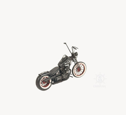8" Black Metal Hand Painted Model Motorcycle Tabletop Sculpture HomeRoots