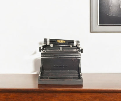 9" Black Metal German Replica Typewriter Tabletop Sculpture HomeRoots