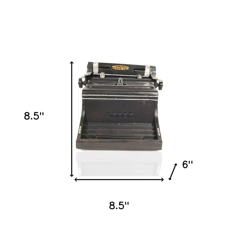 9" Black Metal German Replica Typewriter Tabletop Sculpture HomeRoots