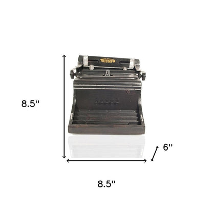 9" Black Metal German Replica Typewriter Tabletop Sculpture HomeRoots