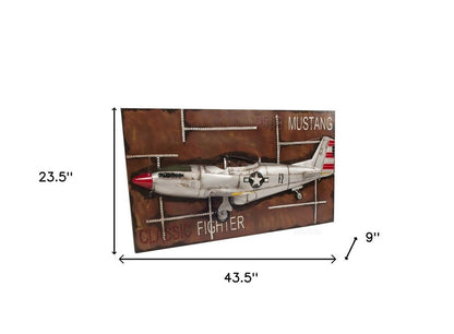 24" Brown And Silver Metal Hand Painted Model Airplane HomeRoots