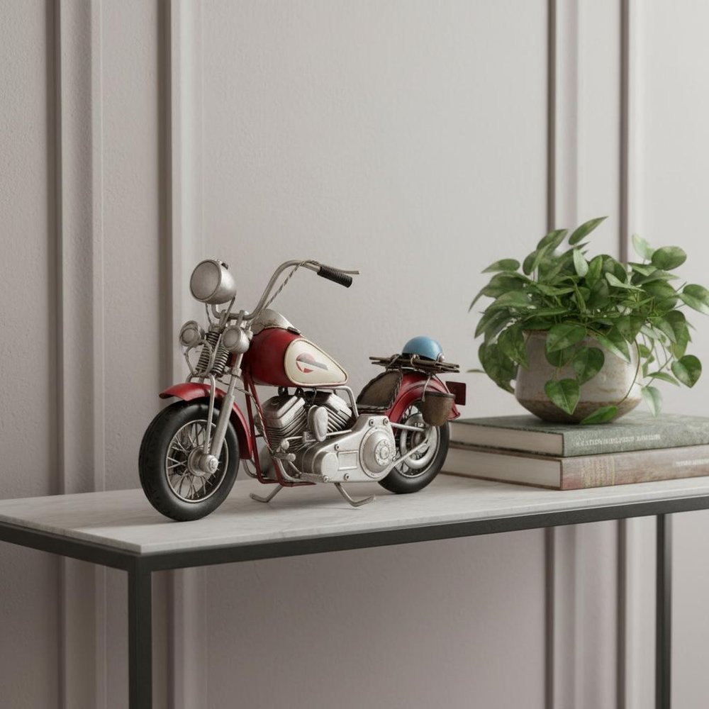 Red Harley Davidson Motorcycle Sculpture — view 10