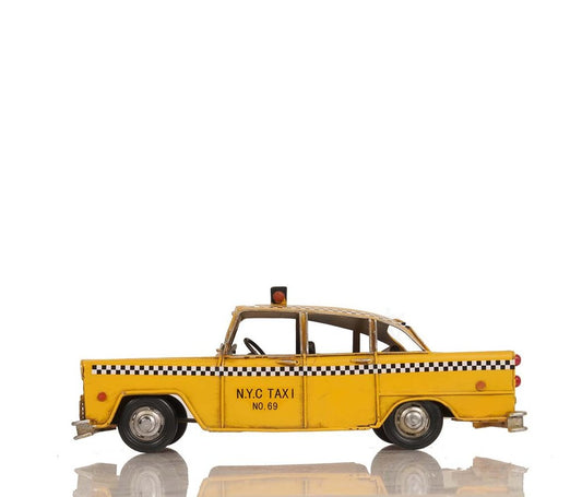 13" Yellow Metal Hand Painted NYC Taxi Tabletop Sculpture HomeRoots