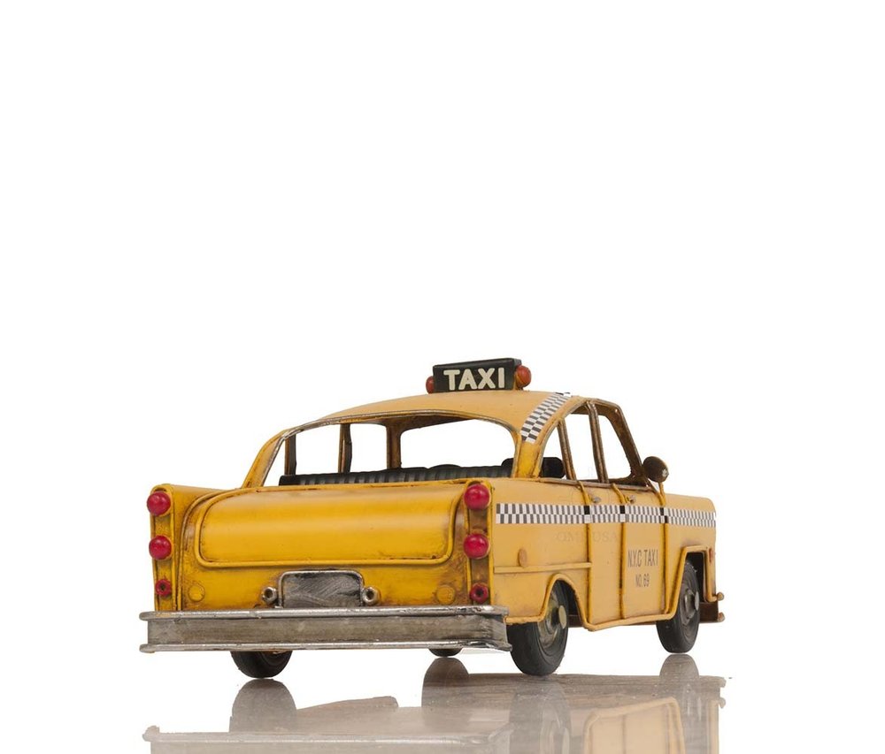 13" Yellow Metal Hand Painted NYC Taxi Tabletop Sculpture HomeRoots