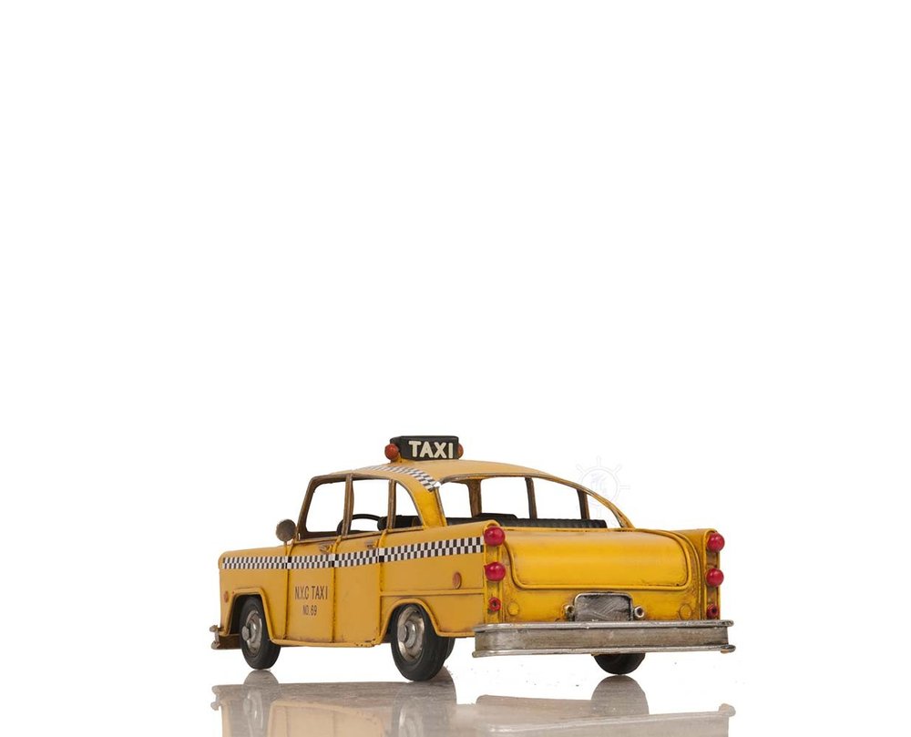 13" Yellow Metal Hand Painted NYC Taxi Tabletop Sculpture HomeRoots