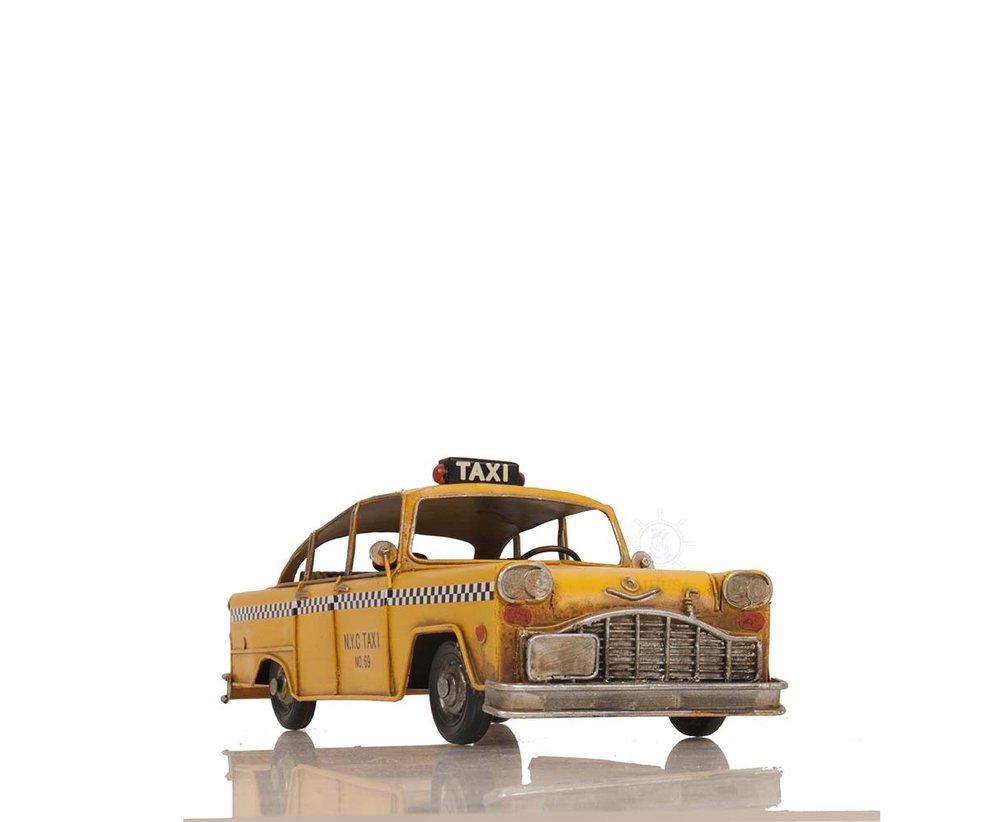 13" Yellow Metal Hand Painted NYC Taxi Tabletop Sculpture HomeRoots