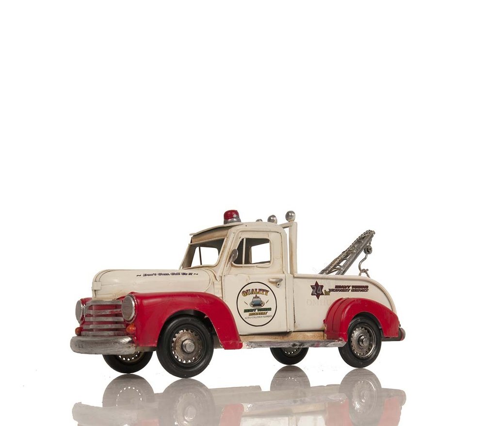 7" Red And White Metal Hand Painted Model Car HomeRoots