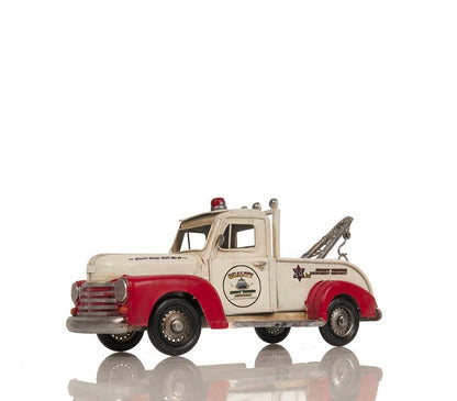 7" Red And White Metal Hand Painted Model Car HomeRoots