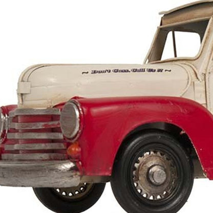 7" Red And White Metal Hand Painted Model Car HomeRoots