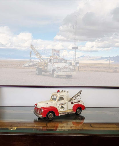 7" Red And White Metal Hand Painted Model Car HomeRoots