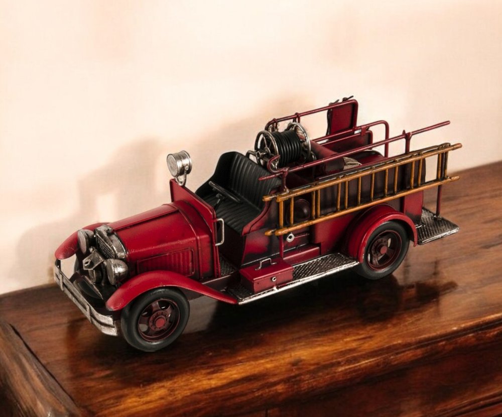6" Red Metal Hand Painted Model Car Tabletop Sculpture HomeRoots