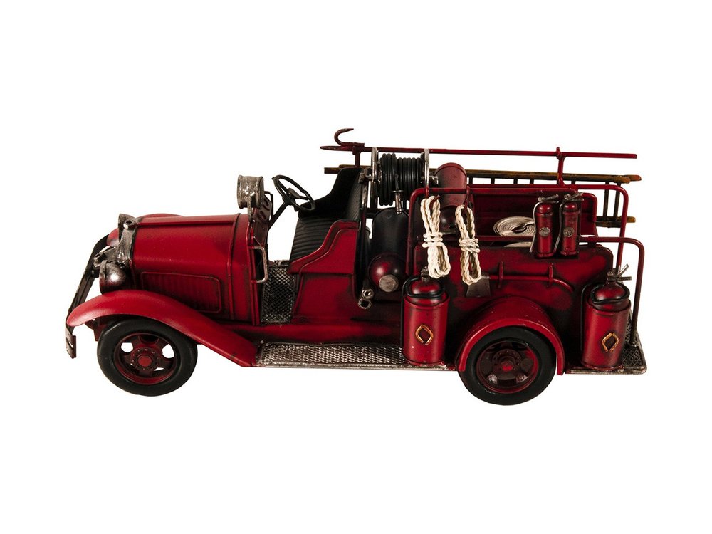 6" Red Metal Hand Painted Model Car Tabletop Sculpture — view 11
