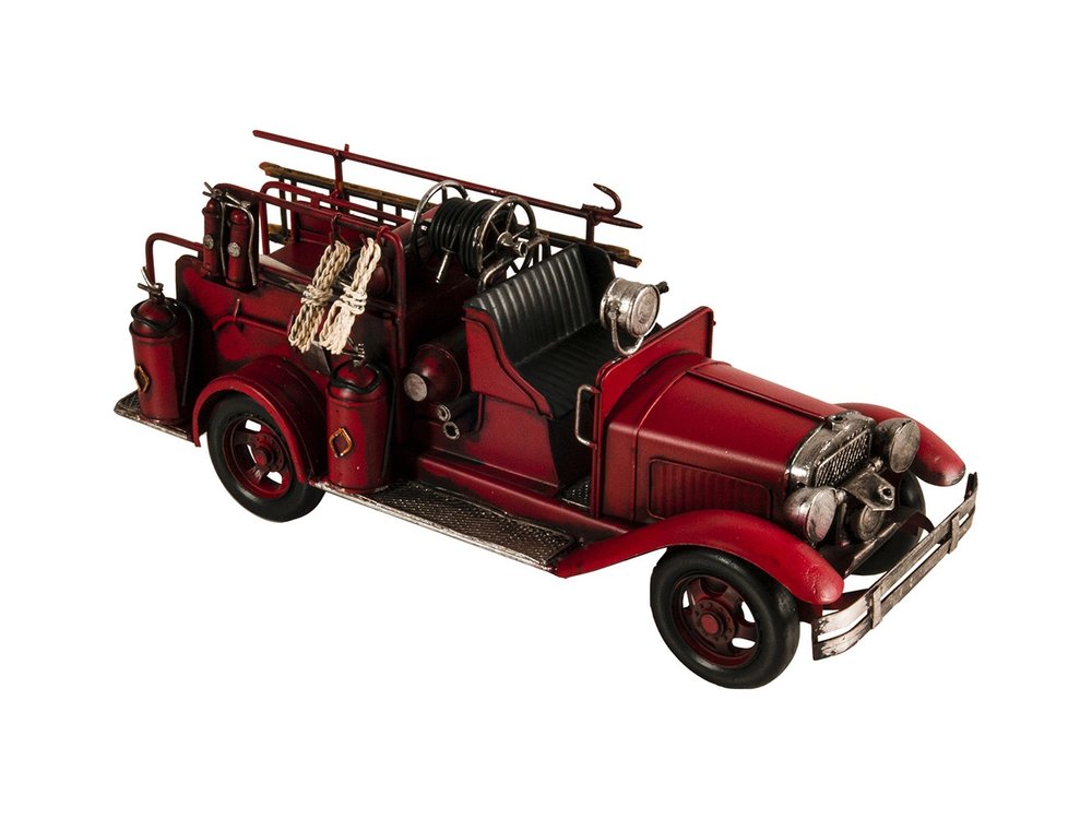 6" Red Metal Hand Painted Model Car Tabletop Sculpture — view 2