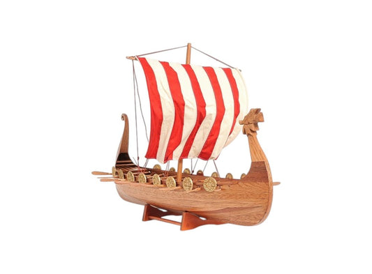 20" Wood Brown Solid Wood Hand Painted Model Boat Tabletop Sculpture HomeRoots