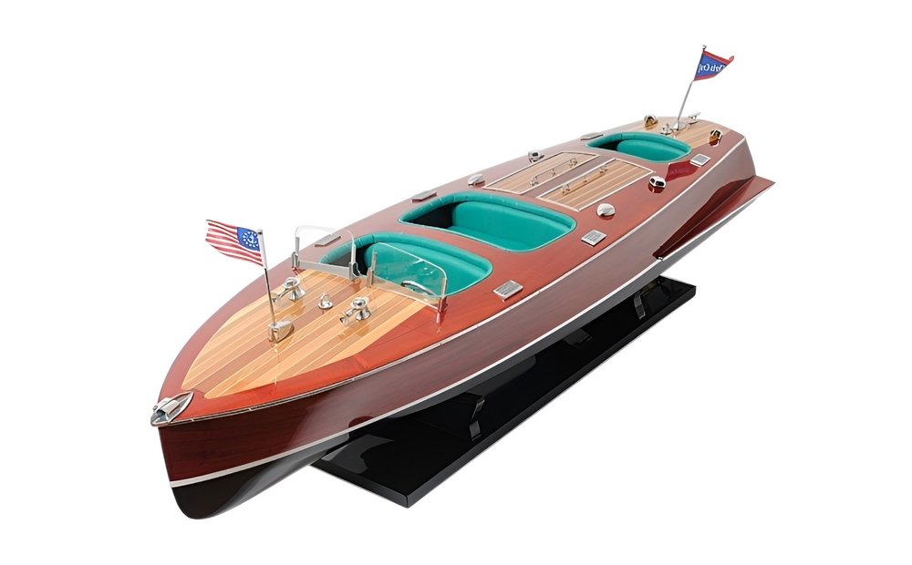 c1928 Chris Craft Triple Cockpit Large Painted Model HomeRoots