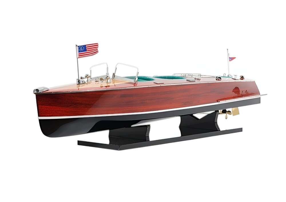 c1928 Chris Craft Triple Cockpit Large Painted Model HomeRoots