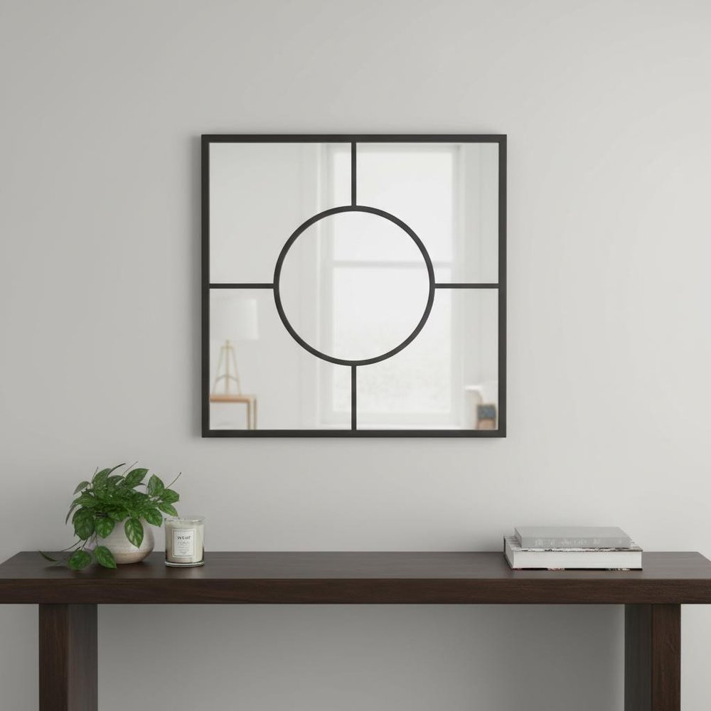 24" Graphite Metal Square Framed Accent Mirror HomeRoots