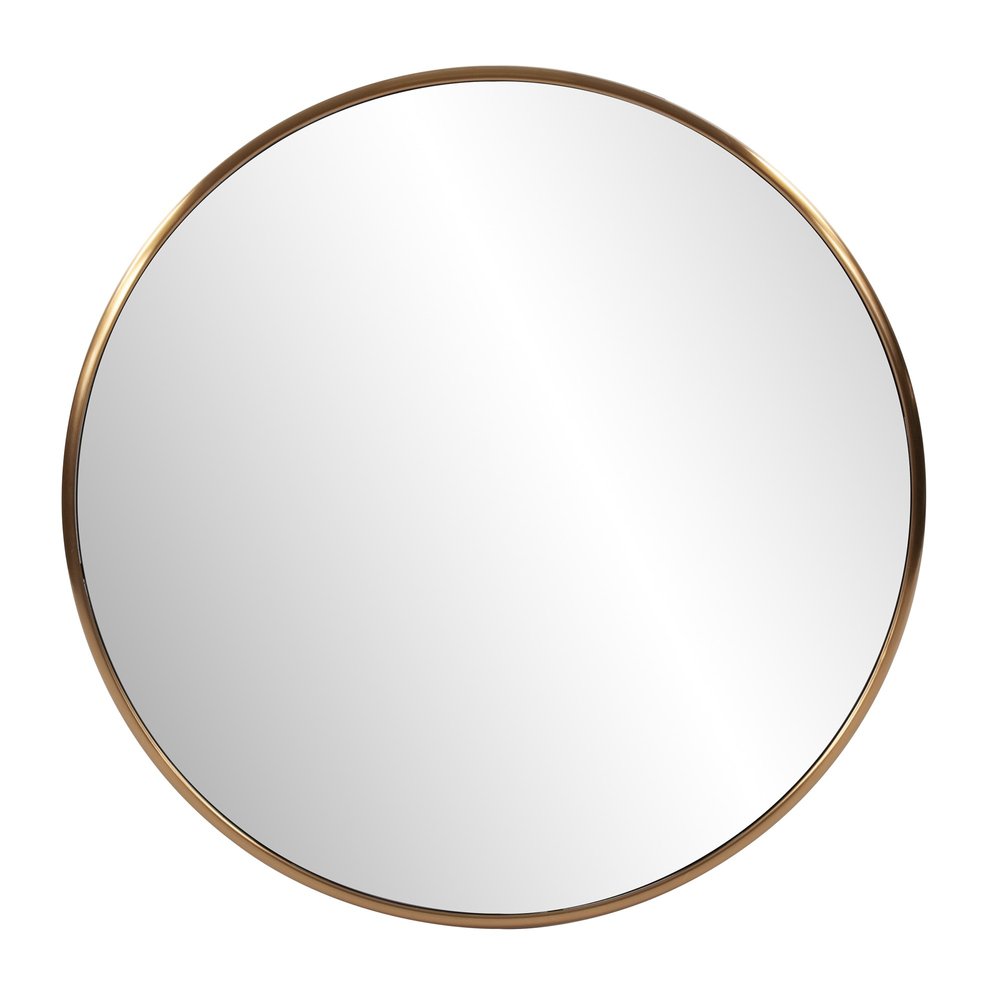 32" Antiqued Brushed Brass Round Wall Mirror HomeRoots