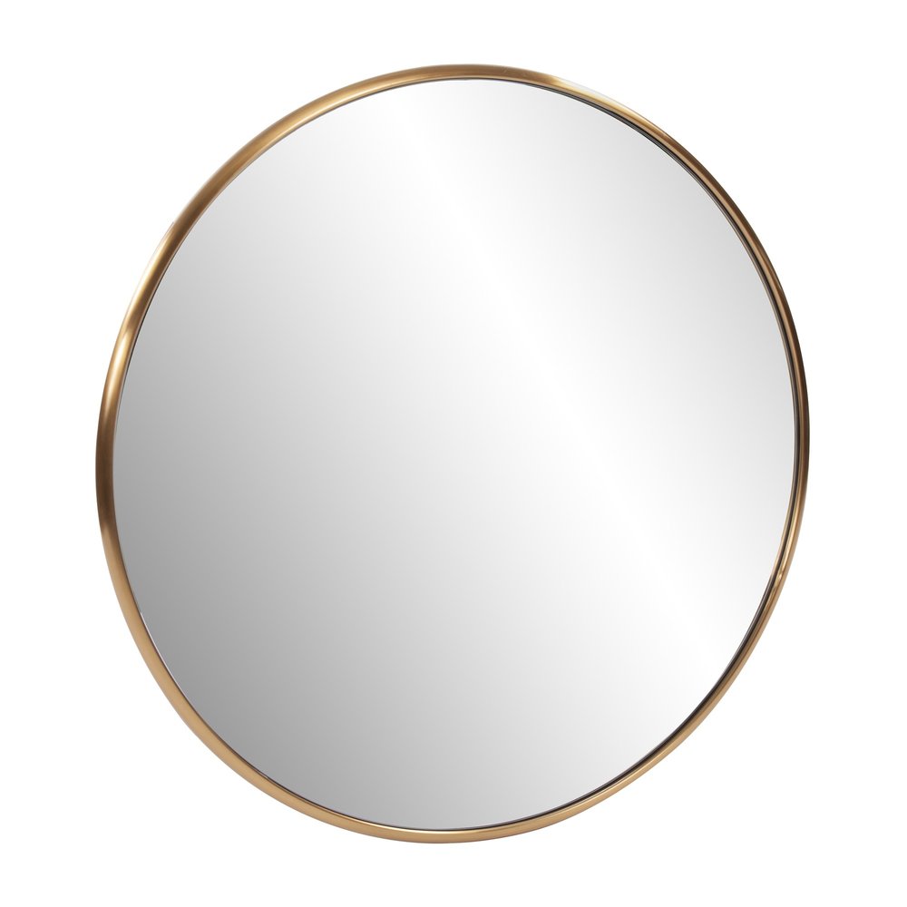 32" Antiqued Brushed Brass Round Wall Mirror HomeRoots
