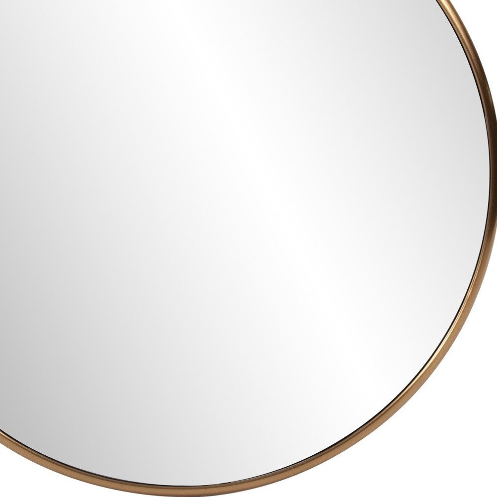 32" Antiqued Brushed Brass Round Wall Mirror HomeRoots