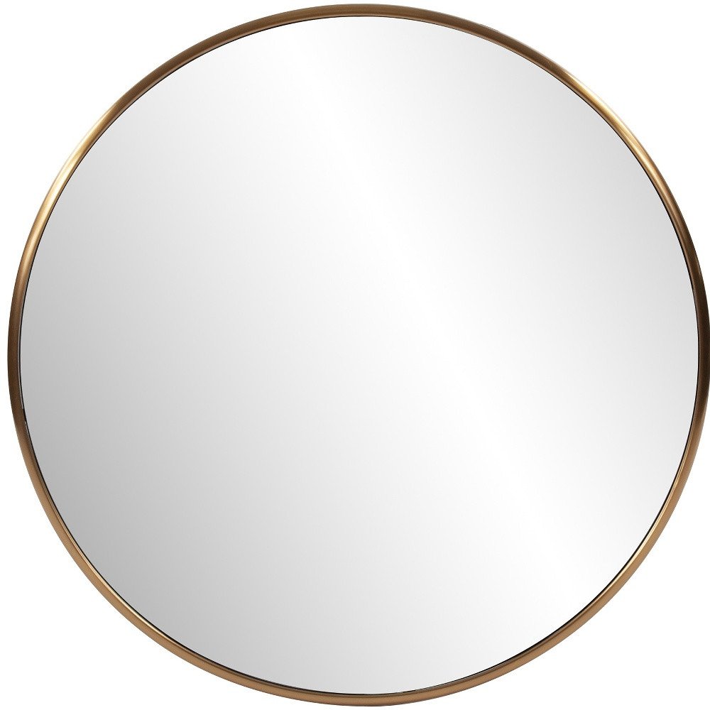 32" Antiqued Brushed Brass Round Wall Mirror HomeRoots