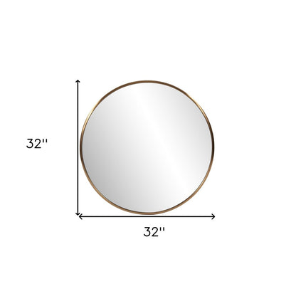 32" Antiqued Brushed Brass Round Wall Mirror HomeRoots