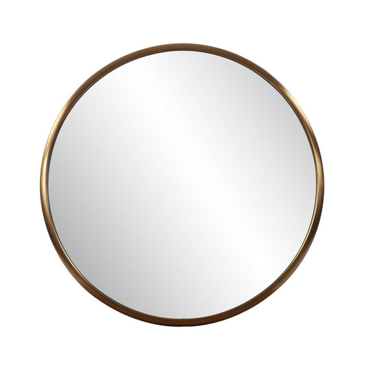 20" Antiqued Brass Round Metal Framed Accent Mirror HomeRoots