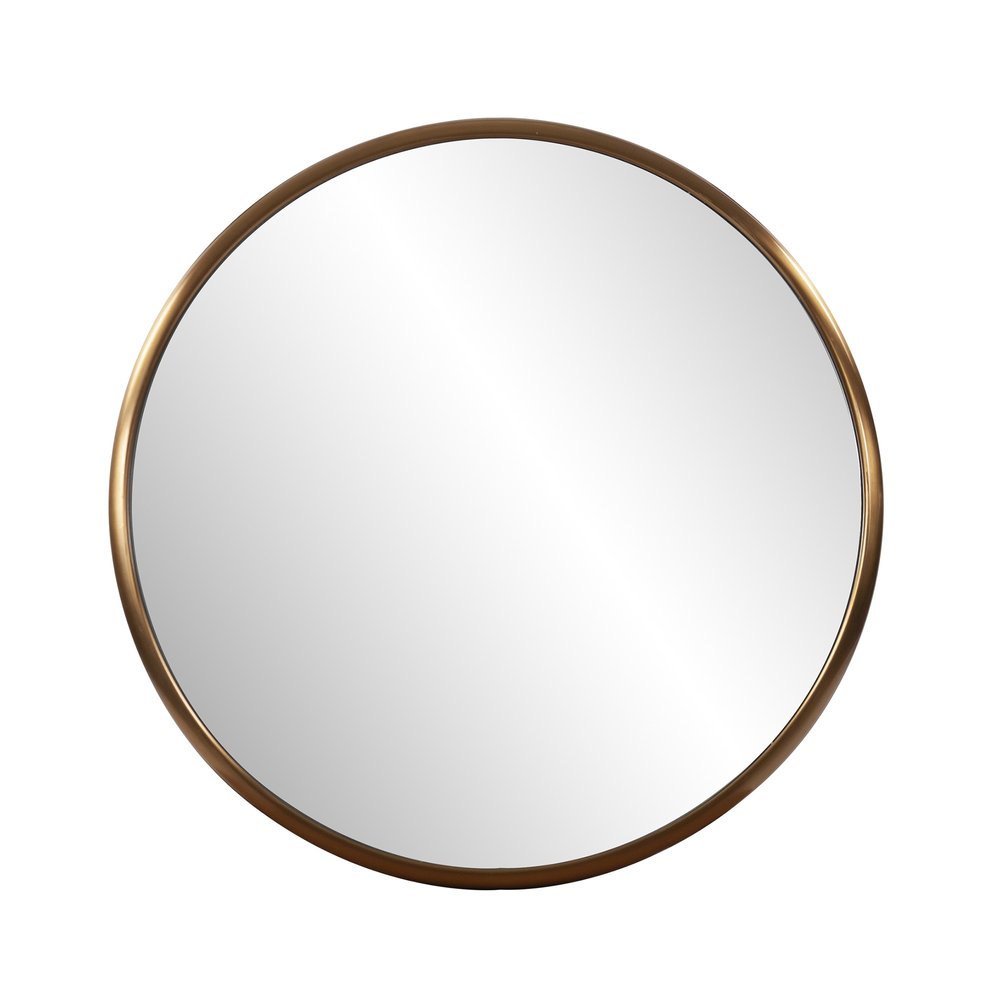 20" Antiqued Brass Round Metal Framed Accent Mirror HomeRoots