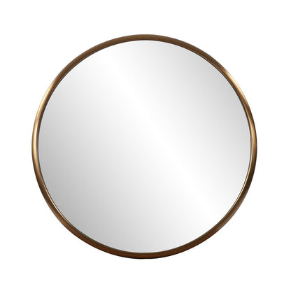 20" Antiqued Brass Round Metal Framed Accent Mirror HomeRoots