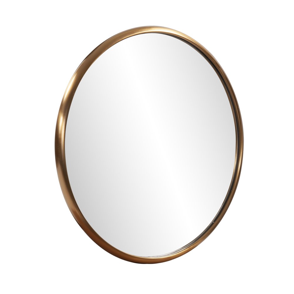 20" Antiqued Brass Round Metal Framed Accent Mirror HomeRoots