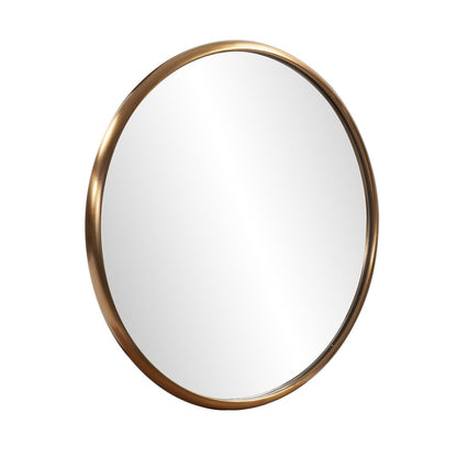 20" Antiqued Brass Round Metal Framed Accent Mirror HomeRoots