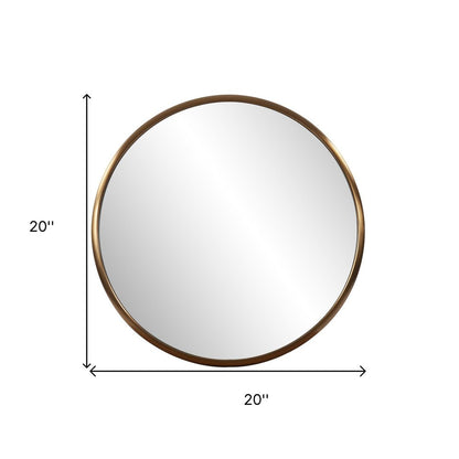 20" Antiqued Brass Round Metal Framed Accent Mirror HomeRoots