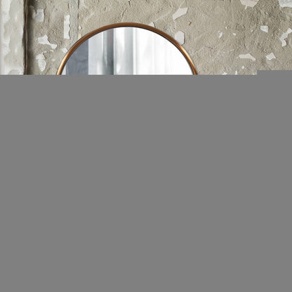 20" Antiqued Brass Round Metal Framed Accent Mirror HomeRoots