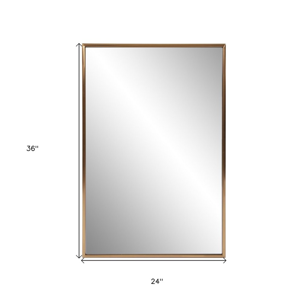 Antiqued Brushed Brass Rectangular Wall Mirror HomeRoots