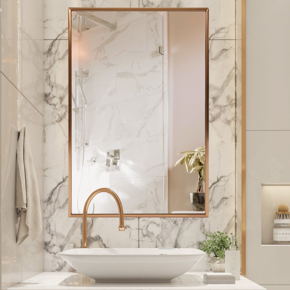 Antiqued Brushed Brass Rectangular Wall Mirror HomeRoots