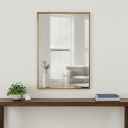 Antiqued Brushed Brass Rectangular Wall Mirror HomeRoots
