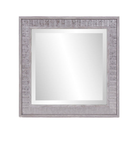 Warm Gray Faux Wood Square Mirror HomeRoots
