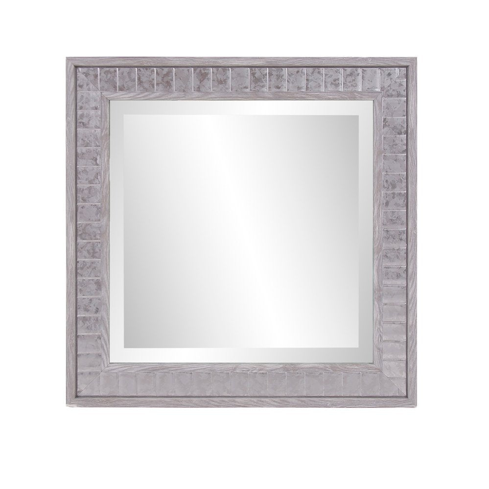 Warm Gray Faux Wood Square Mirror HomeRoots