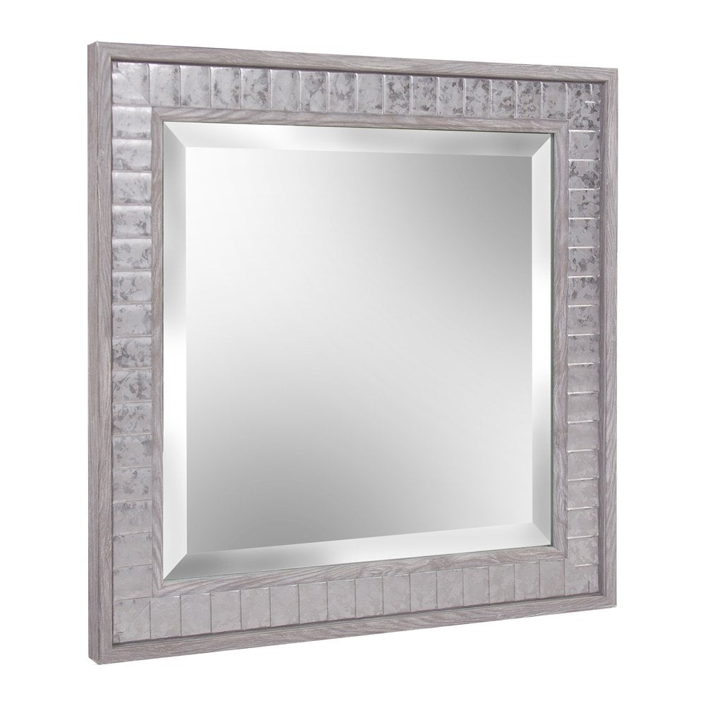 Warm Gray Faux Wood Square Mirror — view 2