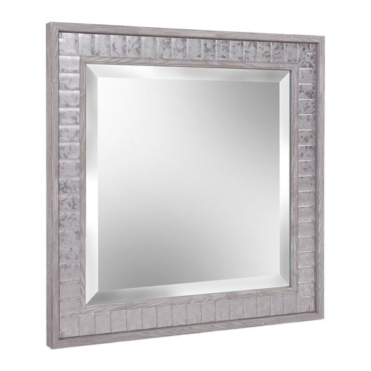 Warm Gray Faux Wood Square Mirror HomeRoots